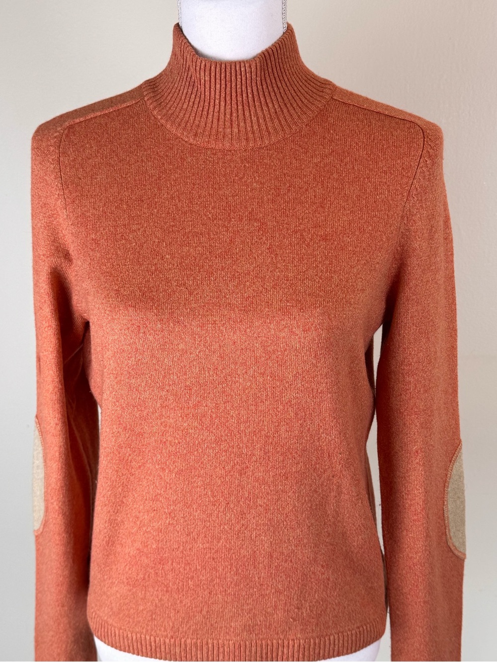 Urchin Mark Eiser Women’s Large Classic Rust Turtleneck Sweater w/ Elbow Patches